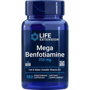 image:imageLife Extension Mega Benfotiamine 250 mg a fatsoluble form of thiamine healthy metabolism ultrabioavailable vitamin B1 high potency glutenfree nonGMO vegetarian 120 capsules180 Count Pack of 1
