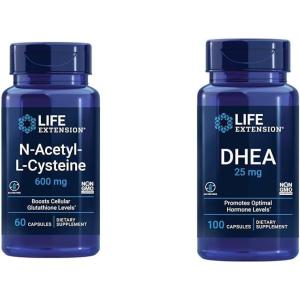 image:imageLife Extension NAcetylLCysteine NAC Immune Respiratory Liver Health NAC 600 mg Potent antioxidant Support Freeradicals Easy to Absorb 60 CapsulesNutritional Supplement  DHEA 25 mg