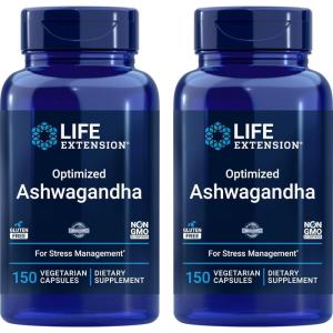image:imageLife Extension Optimized Ashwagandha 150 Veg Caps  NonGMO Gluten Free Vegetarian Capsules150 Count Pack of 2