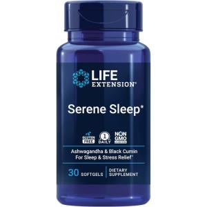 image:imageLife Extension Serene Sleep  Ashwagandha Black Cumin  Sleep Supplement Calm Relaxation Sleep Support Without Melatonin  OnceDaily GlutenFree NonGMO  30 Softgels