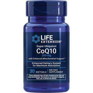 image:imageLife Extension Super Ubiquinol CoQ10 with Enhanced Mitochondrial Support Potent Heart Health amp Cellular Energy Production Support Ultraabsorbable GlutenFree NonGMO 100 mg 60 softgels200 mg