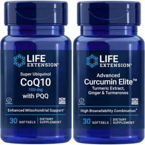 image:imageLife Extension Super Ubiquinol CoQ10 with PQQ 100 mg  Advanced Curcumin Elite Turmeric Extract Ginger amp Turmerones  Heart amp brain health support healthy inflammatory and immune responses