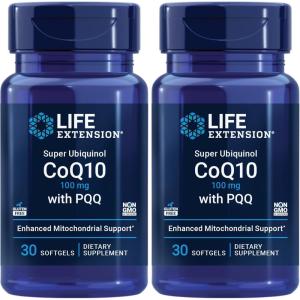 image:imageLife Extension Super Ubiquinol CoQ10 with PQQ coenzyme Q10 pyrroloquinoline Quinone Heart Health Supplement Maximum Absorption 100 mg NonGMO GlutenFree 30 softgels30 Count Pack of 2
