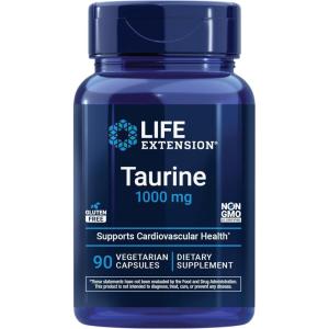 image:imageLife Extension Taurine Pure Taurine Amino Acid Supplement Heart Liver and Brain Health Longevity Muscle and Exercise 1000 mg dose NonGMO GlutenFree Vegetarian 90 Vegetarian Capsules90 Count Pack of 1
