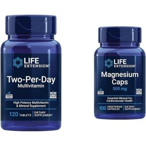 image:imageLife Extension TwoPerDay Multivitamin  Packed with Over 25 Vitamins Minerals amp Extracts Vitamins B6 C D  Zinc  TwoMonth Supply  NonGMO GlutenFree  120 TabletsUnflavored  Magnesium Caps