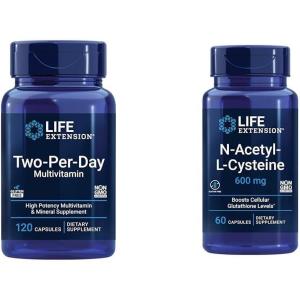 image:imageLife Extension TwoPerDay Multivitamin  Packed with Over 25 Vitamins Minerals amp Extracts Vitamins B6 C D  Zinc  TwoMonth Supply  NonGMO GlutenFree  120 TabletsUnflavored  NAC