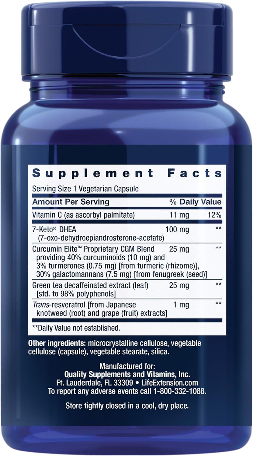 image:imageLife Extension 7Keto DHEA Metabolite Crank Up Your FatBurning Furnace NonGMO GlutenFree 100 Mg 60 Vegetarian Capsules60 Count Pack of 2