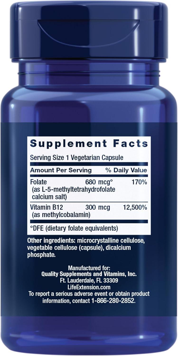 image:imageLife Extension BioActive Folate amp Vitamin B12 Promotes Heart Brain amp GI Tract Health NonGMO GlutenFree Vegetarian 90 Capsules90 Count Pack of 2
