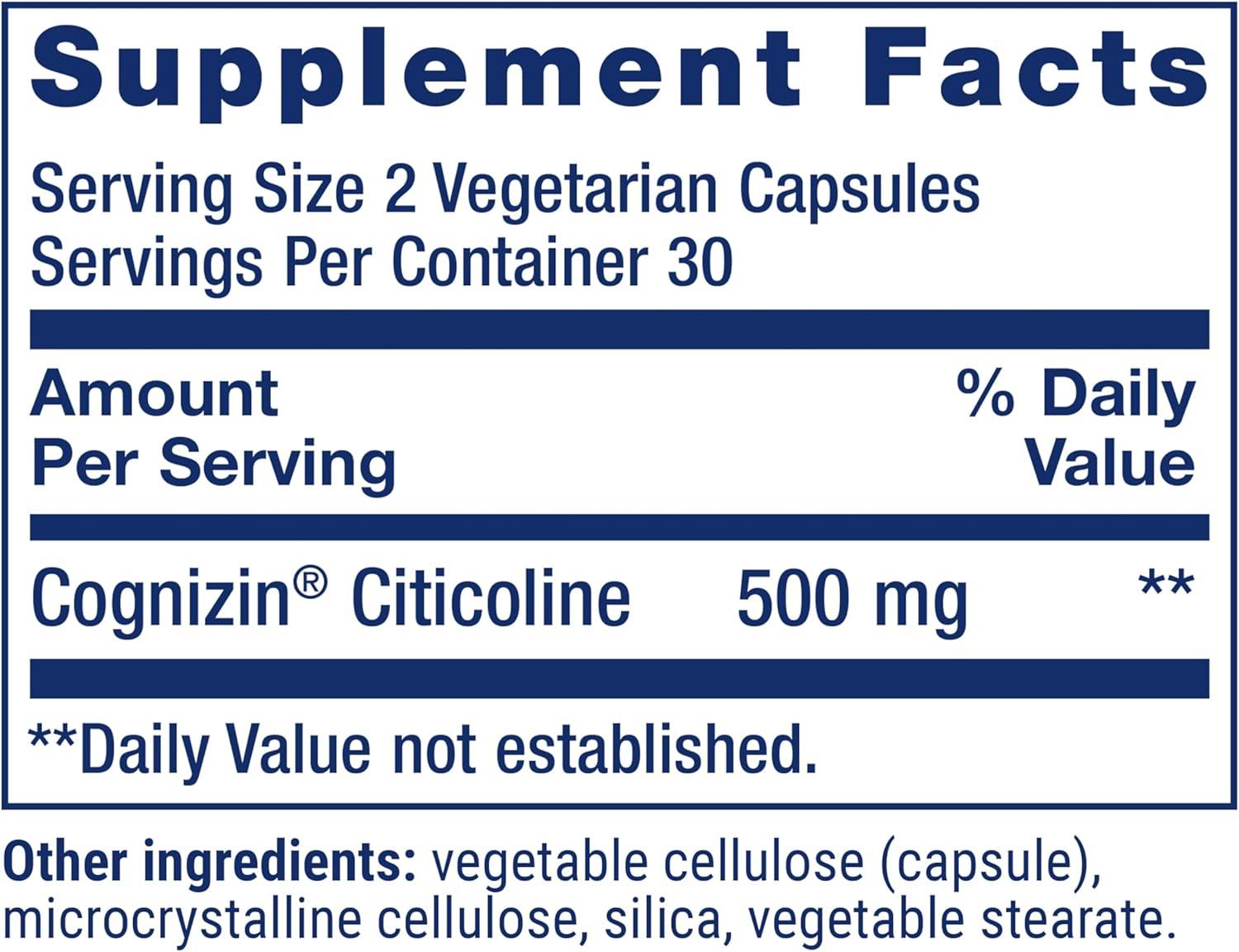 image:imageLife Extension Citicoline CDPCholine Citicoline Supplement for Brain amp Cognitive Health Focus Attention Memory Function NonGMO Gluten Free Vegetarian 60 Capsules
