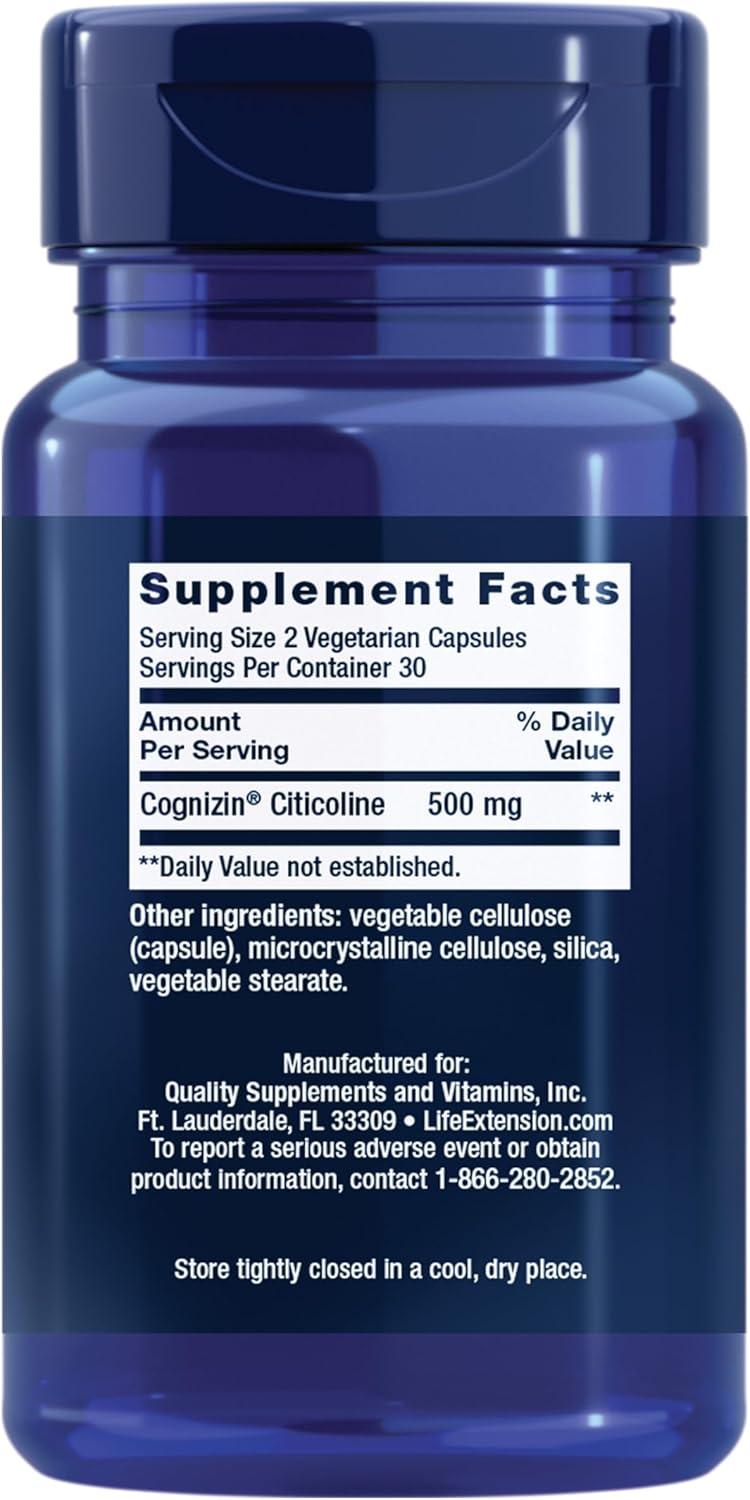 image:imageLife Extension Citicoline CDPCholine Citicoline Supplement for Brain amp Cognitive Health Focus Attention Memory Function NonGMO Gluten Free Vegetarian 60 Capsules