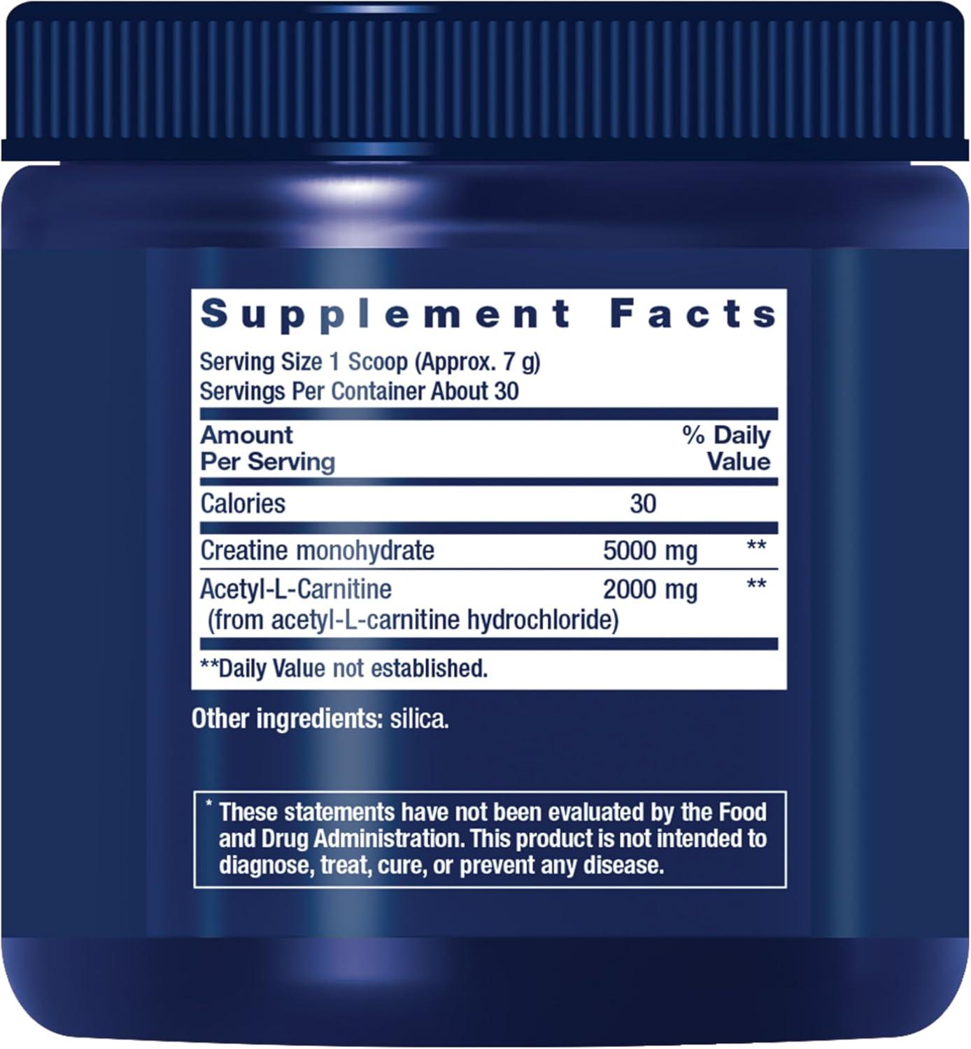 image:imageLife Extension Creatine AcetylLCarnitine Energy Plus Energy Support Supplement creatine monohydrate AcetylLcarnitine GlutenFree NonGMO Vegetarian 30 Servings