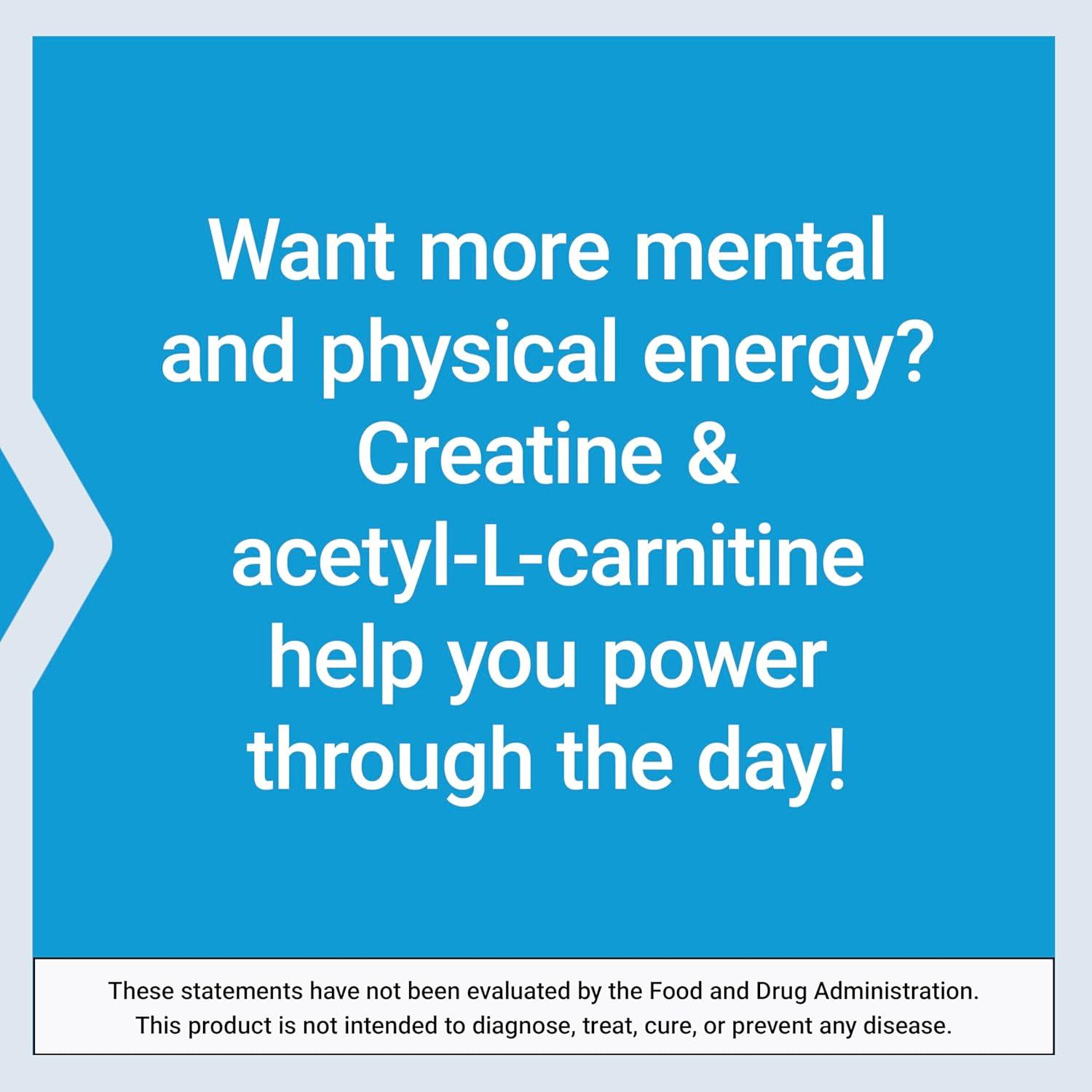 image:imageLife Extension Creatine AcetylLCarnitine Energy Plus Energy Support Supplement creatine monohydrate AcetylLcarnitine GlutenFree NonGMO Vegetarian 30 Servings