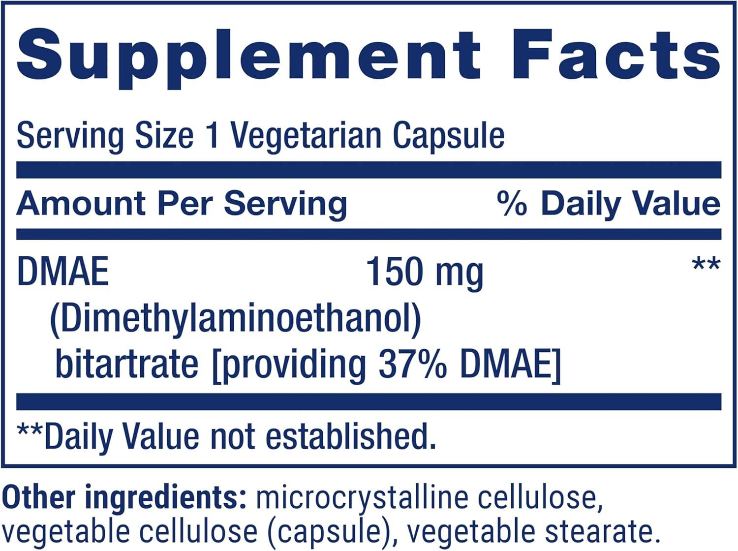 image:imageLife Extension DMAE Bitartrate Supports neurotransmitter Production 6Month Supply GlutenFree NonGMO Vegetarian 200 Capsules