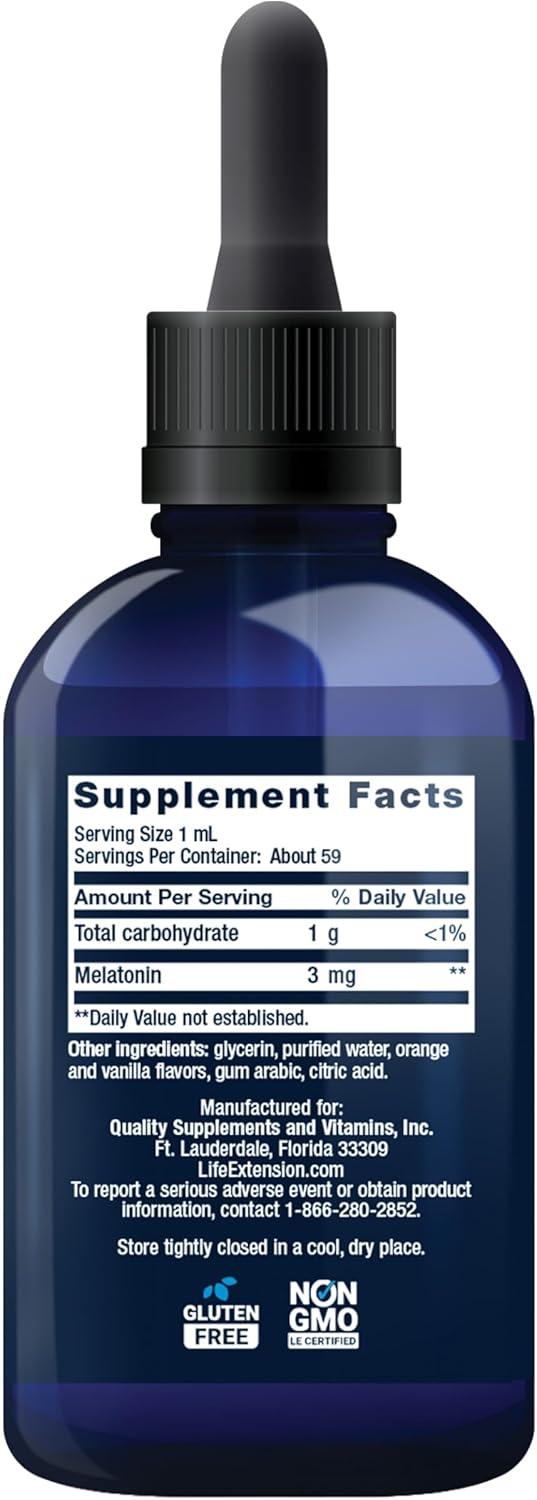 image:imageLife Extension FastActing Liquid Melatonin CitrusVanilla Flavor 3 mg Optimal Sleep Support Healthy circadian Rhythms Cellular Defense GlutenFree NonGMO 2 fl oz