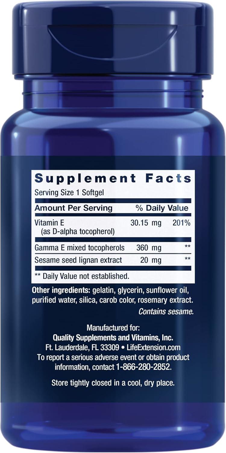 image:imageLife Extension Gamma E Mixed Tocopherols Healthy Aging Vitamin E Supplement Enhanced with Sesame lignans GlutenFree NonGMO 60 softgels