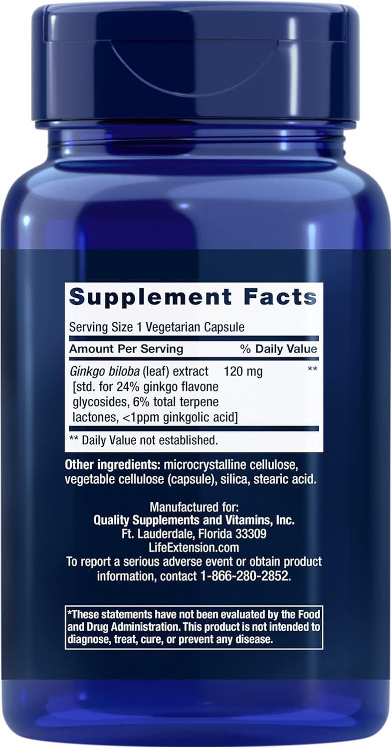 image:imageLife Extension Ginkgo Biloba Certified Extract 120 mg Helps Maintain Memory amp cognition GlutenFree NonGMO Vegetarian 365 Capsules