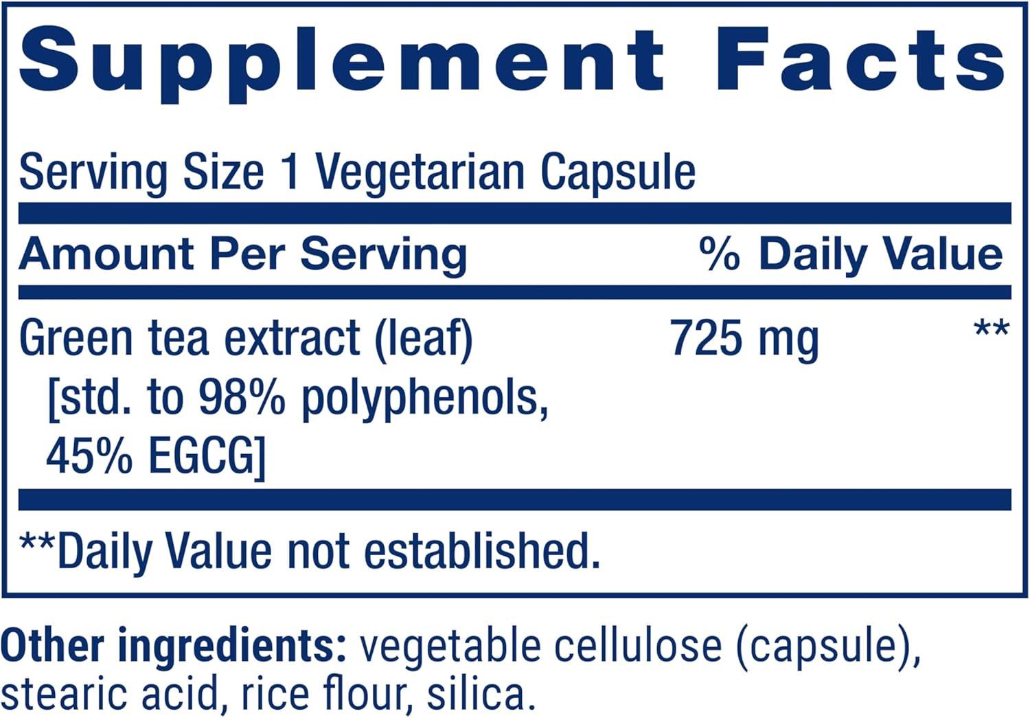 image:imageLife Extension Lightly Caffeinated Mega Green Tea Extract Camellia sinensis Extract with Concentrated EGCG polyphenol Content GlutenFree NonGMO Vegetarian 100 CapsulesLightly Caffeinated