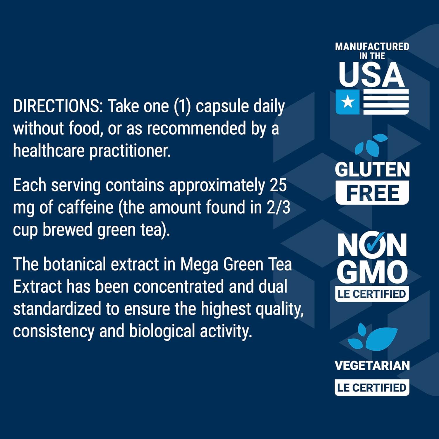 image:imageLife Extension Lightly Caffeinated Mega Green Tea Extract Camellia sinensis Extract with Concentrated EGCG polyphenol Content GlutenFree NonGMO Vegetarian 100 CapsulesLightly Caffeinated