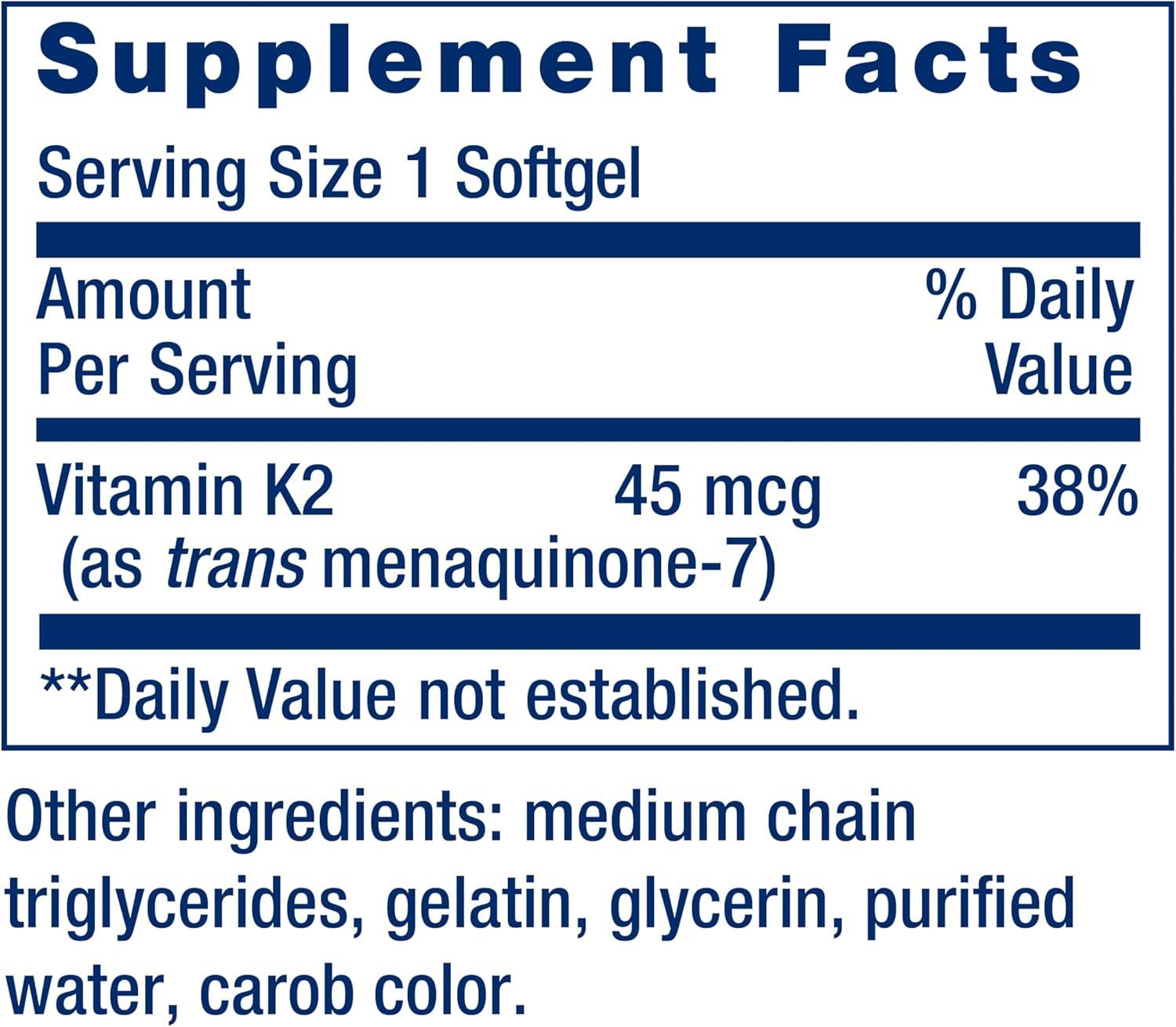 image:imageLife Extension Low Dose Vitamin K2 Supports Arterial Health NonGMO GlutenFree 90 SoftgelsVitamin