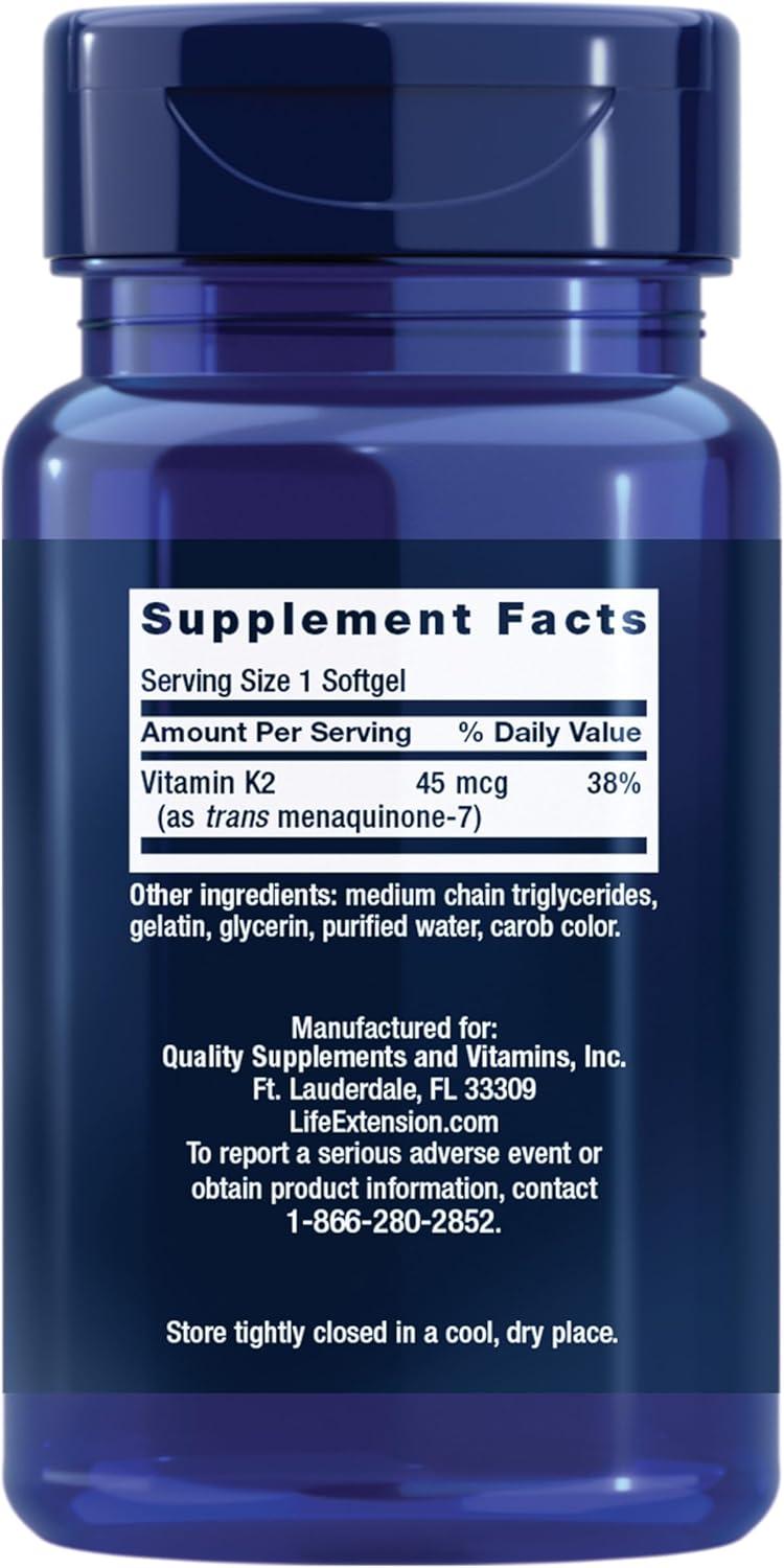 image:imageLife Extension Low Dose Vitamin K2 Supports Arterial Health NonGMO GlutenFree 90 SoftgelsVitamin