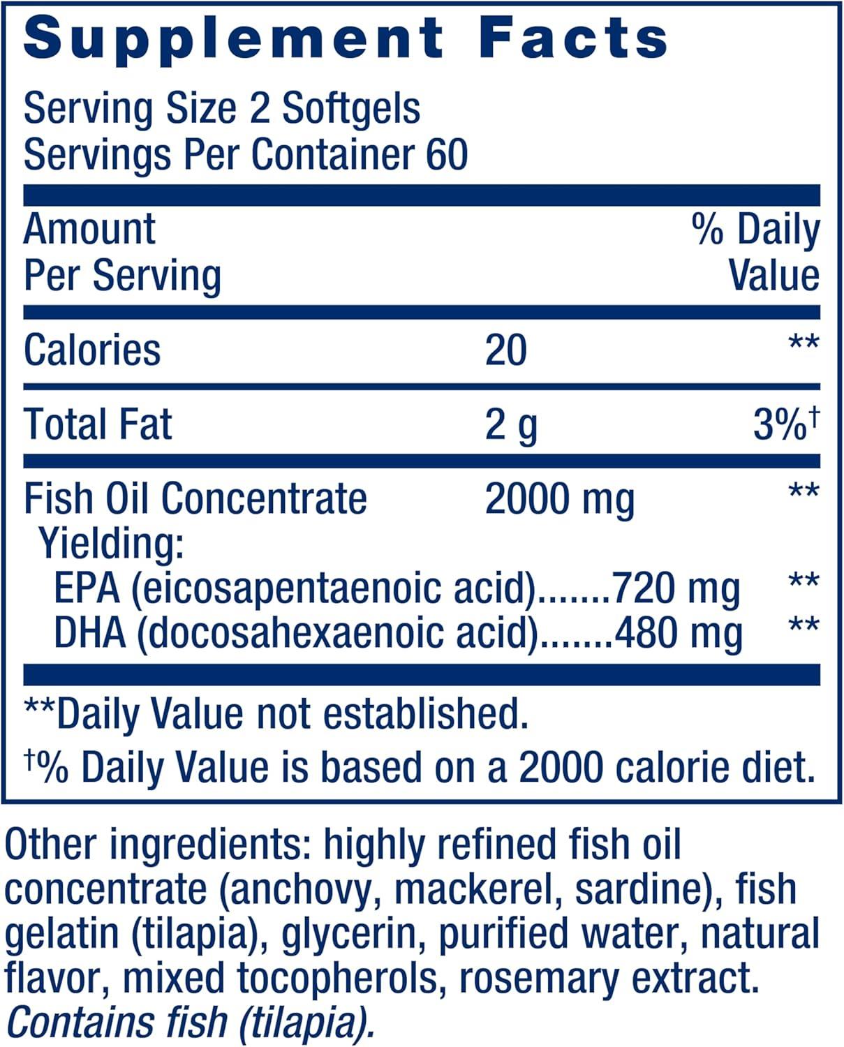 image:imageLife Extension Mega EPADHA Omega3 Fatty acids Heart amp Brain Health NonGMO GlutenFree 120 softgels120 Count Pack of 1