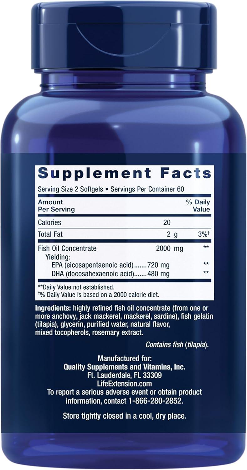 image:imageLife Extension Mega EPADHA Omega3 Fatty acids Heart amp Brain Health NonGMO GlutenFree 120 softgels120 Count Pack of 1