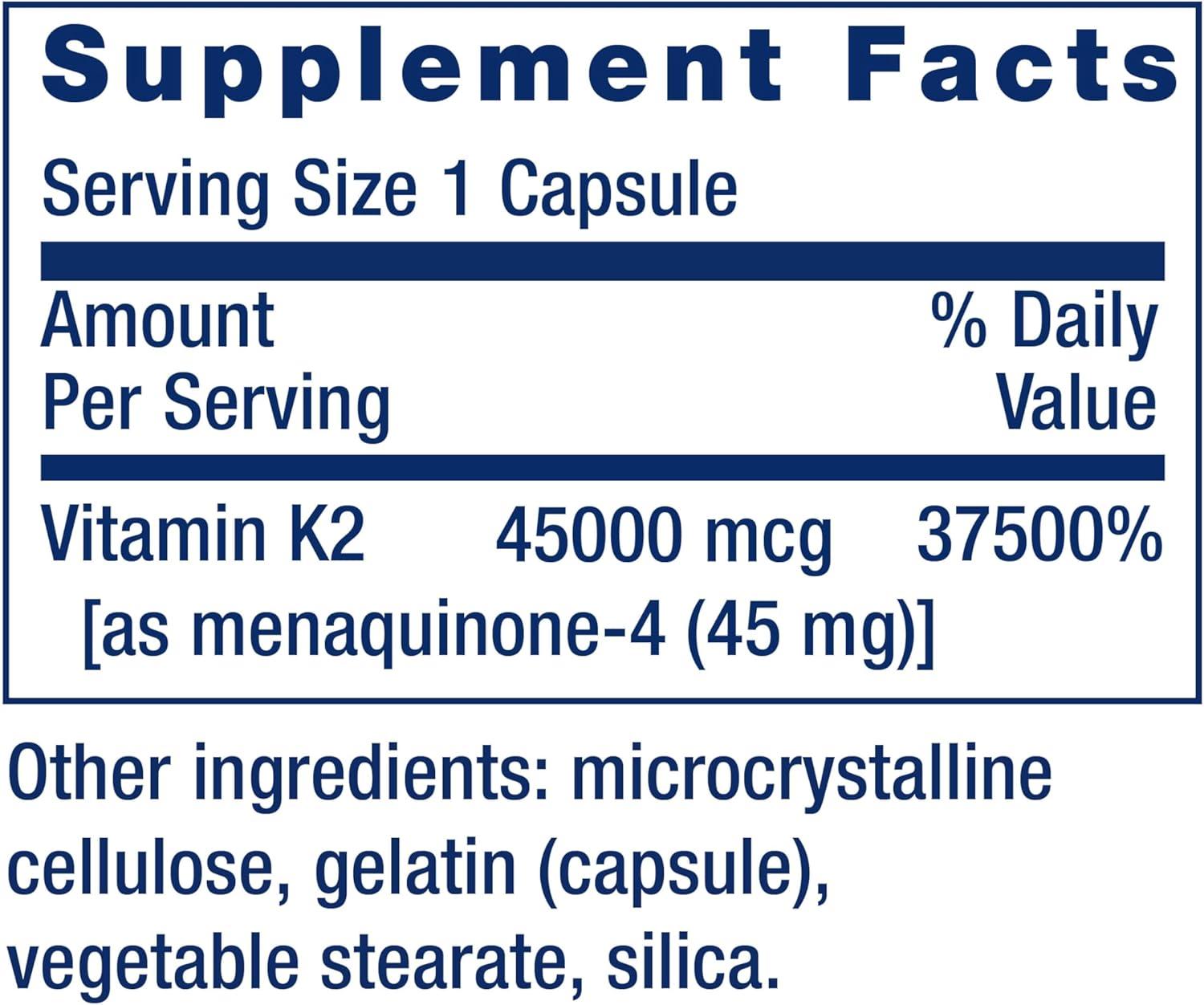 image:imageLife Extension Mega Vitamin K2 High Potency for Strong Bones clinically studied 45 mg K2 dosage promotes healthy bone density glutenfree nonGMO 30 capsules30 Count Pack of 1
