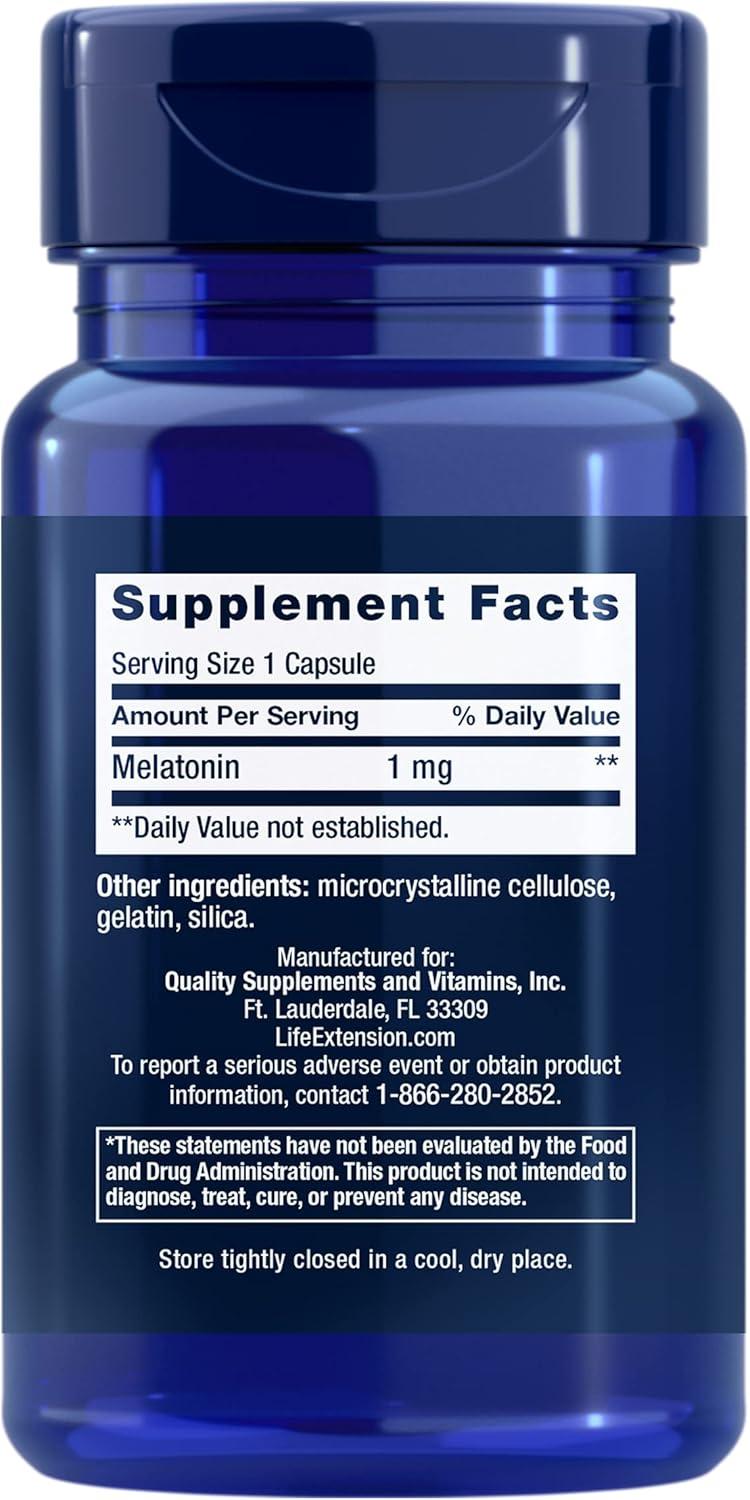 image:imageLife Extension Melatonin 1 mg For Restful Night Hormone Balance and Immune Health Immediate Release GlutenFree NonGMO 60 Capsules60 Count Pack of 1