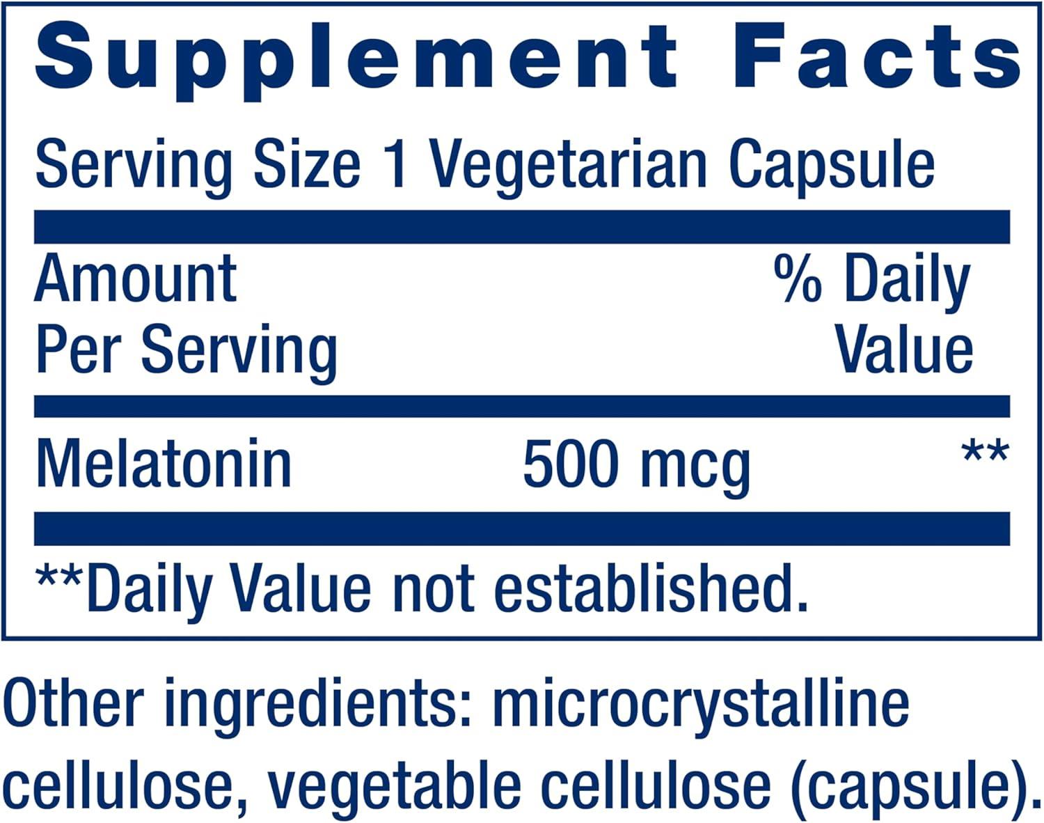 image:imageLife Extension Melatonin 500 mcg Gently Promotes Sleep Low Dose Value Size NonGMO GlutenFree Vegetarian 200 Capsules