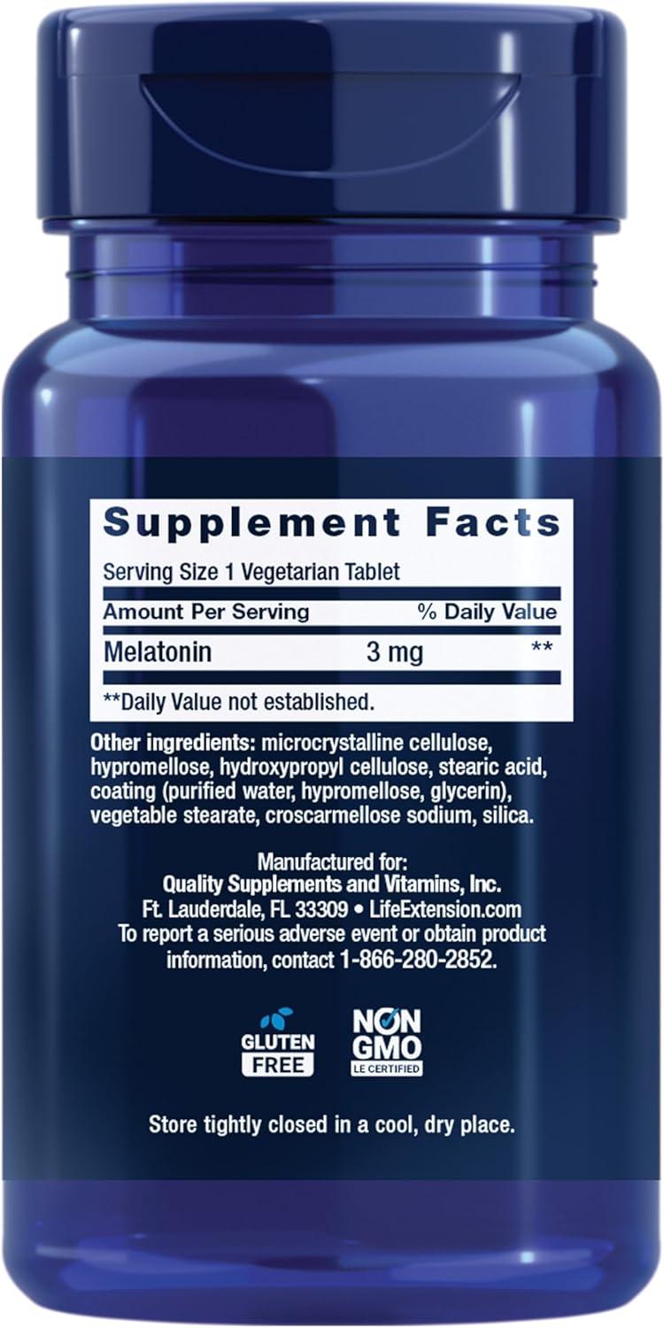 image:imageLife Extension Melatonin 6 Hour Timed Release 3 mg ExtendedRelease Formula for Optimal Sleep Support Healthy circadian Rhythms Cellular Defense GlutenFree NonGMO Vegetarian 60 Tablets
