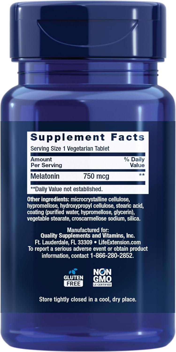 image:imageLife Extension Melatonin 6 Hour Timed Release 750 mcg ExtendedRelease Formula for Gentle Sleep Support Healthy circadian Rhythms Cellular Defense GlutenFree NonGMO Vegetarian 60 Tablets60 Count Pack of 1