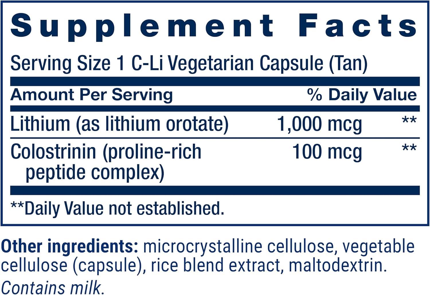 image:imageLife Extension Memory Protect Lithium colostrinin Milk peptides Memory and Cognitive Health Support GlutenFree NonGMO 12 colostrininLithium CLi Capsules 24 Lithium Li Capsules