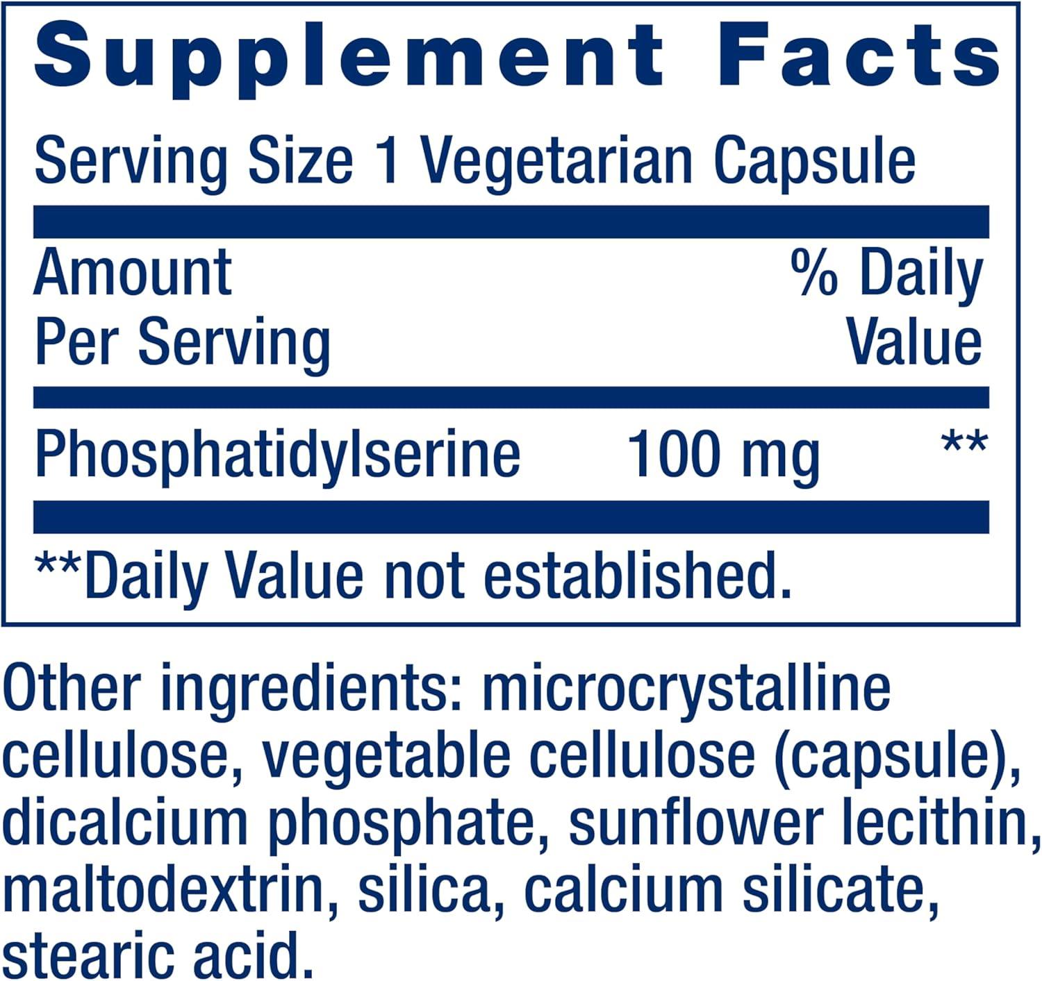 image:imageLife Extension PS Caps phosphatidylserine for Cognitive Performance GlutenFree NonGMO Vegetarian 100 Capsules