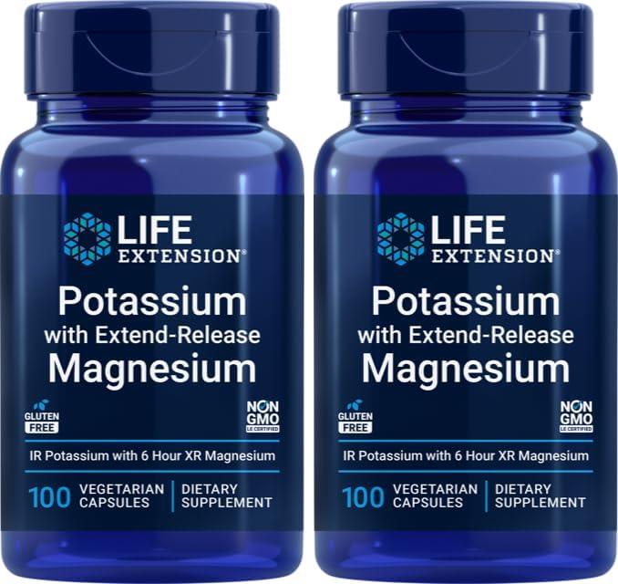 image:imageLife Extension Potassium with ExtendRelease Magnesium Heart health supplement for blood pressure support with two essential minerals NonGMO vegetarian glutenfree 60 capsulesUnflavored