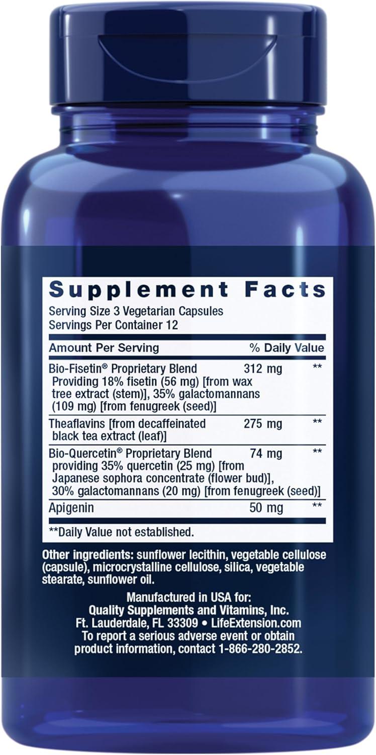 image:imageLife Extension Senolytic Activator Healthy Aging Cellular Health Support bioavailable quercetin and Fisetin apigenin Black Tea theaflavins Gluten Free NonGMO Vegetarian 36 Capsules36 Count Pack of 1