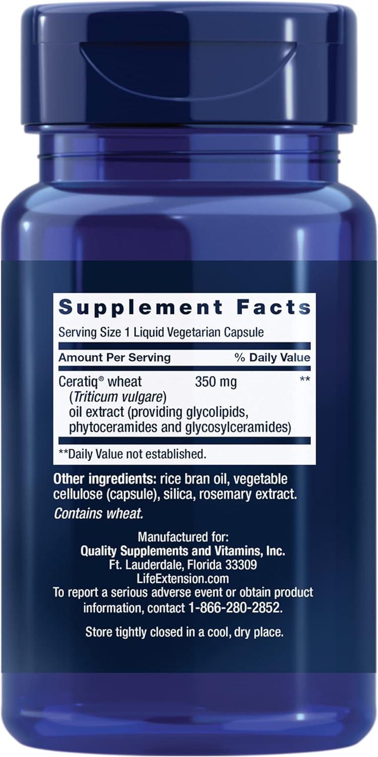 image:imageLife Extension Skin Restoring Ceramides Wheat Oil Extract Hydrates amp Smooths the Appearance of Fine Lines amp Wrinkles GlutenFree NonGMO 1Daily Vegetarian 30 Liquid CapsulesUnflavored