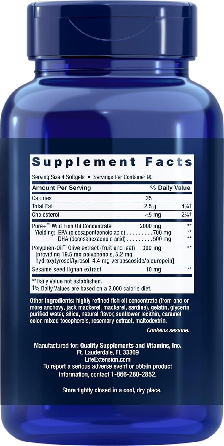 image:imageLife Extension Super Omega3 360 Softgels Easy to Swallow EPADHA Omega3 Fish Oil Sesame Lignans amp Olive Extract