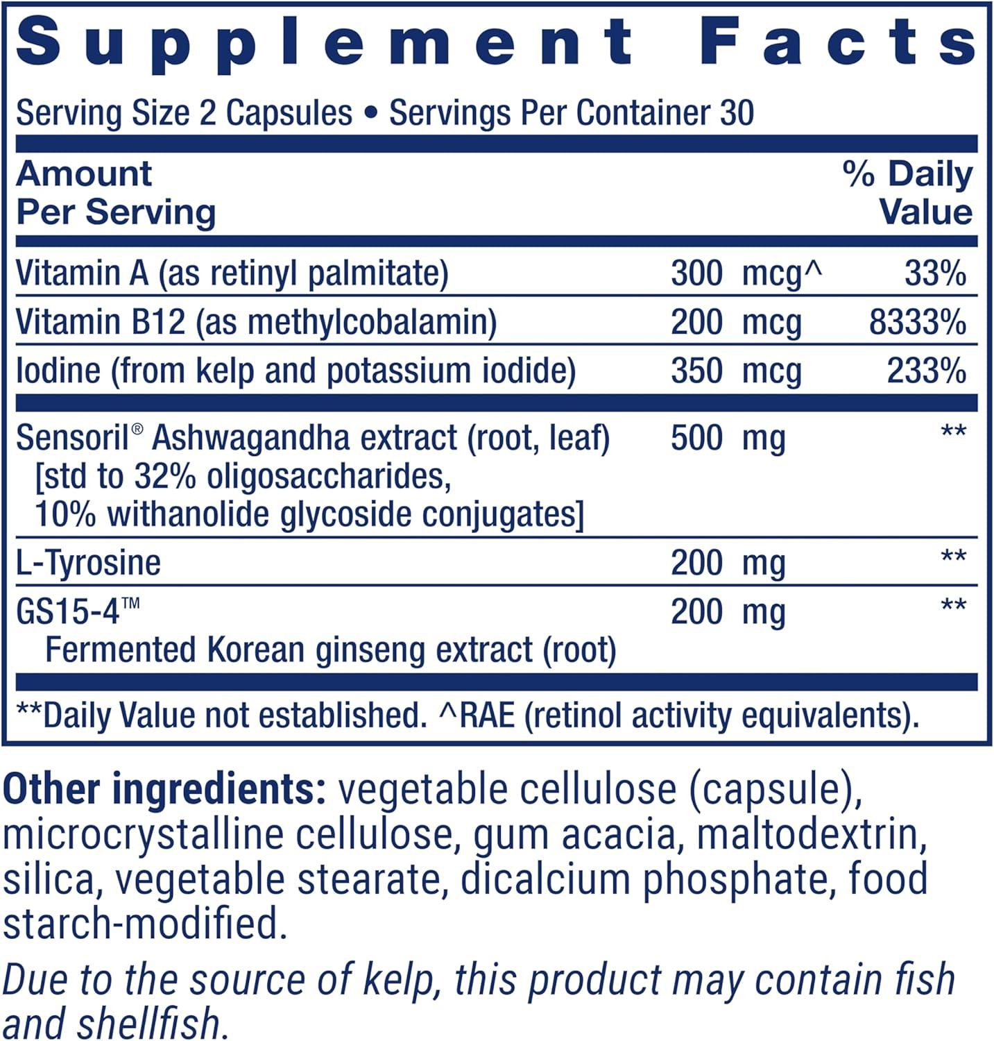 image:imageLife Extension Thyroid Support Complex Thyroid Health Support Supplement with Vitamins A B Iodine Magnesium LTyrosine Ashwagandha amp Ginseng for Energy NonGMO GlutenFree 60 Capsules