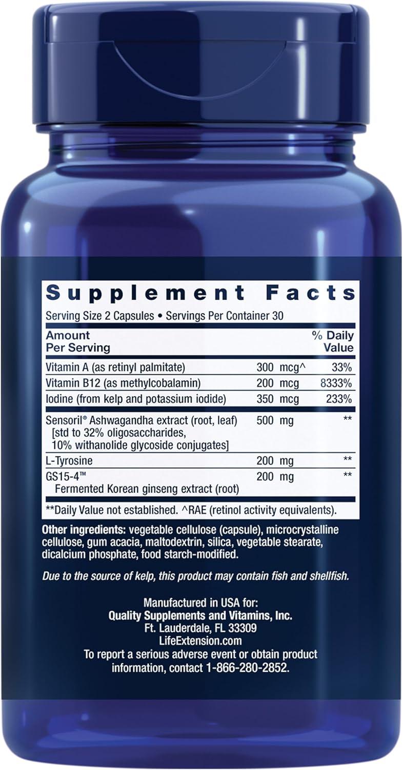 image:imageLife Extension Thyroid Support Complex Thyroid Health Support Supplement with Vitamins A B Iodine Magnesium LTyrosine Ashwagandha amp Ginseng for Energy NonGMO GlutenFree 60 Capsules