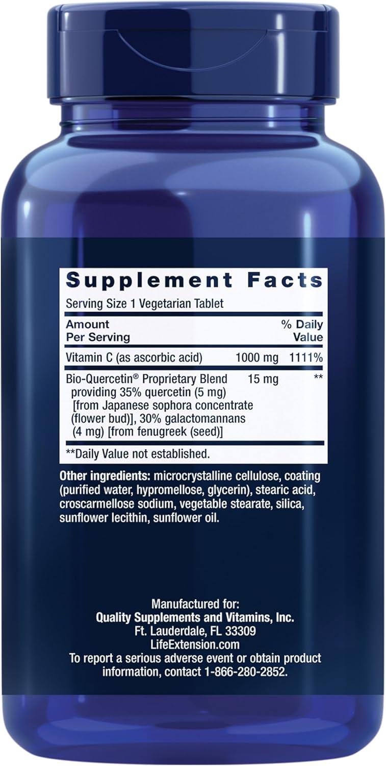 image:imageLife Extension Vitamin C and BioQuercetin Cardiovascular Health Supplement Immune Support Highly absorbable quercetin Vitamin C Gluten Free NonGMO Vegetarian 60 Tablets250 Count Pack of 2