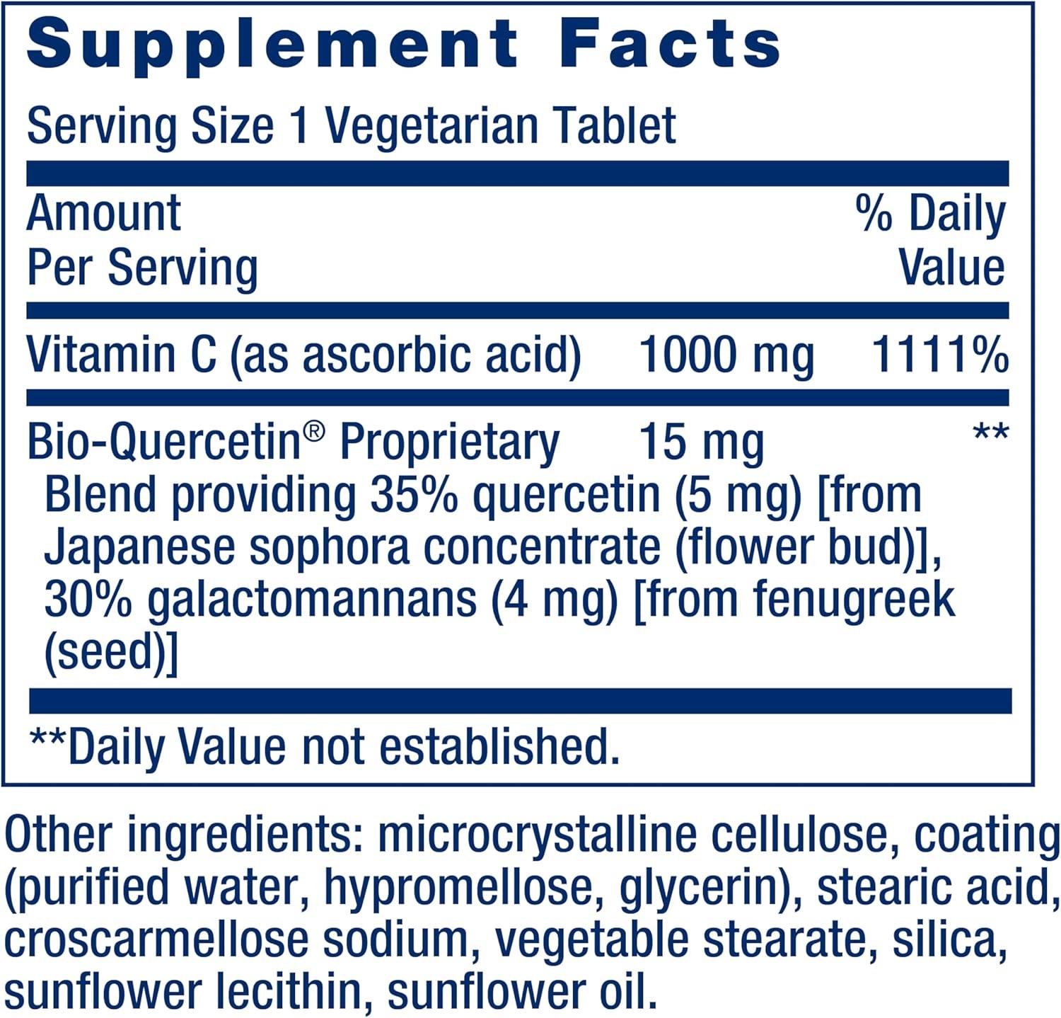 image:imageLife Extension Vitamin C and BioQuercetin Cardiovascular Health Supplement Immune Support Highly absorbable quercetin Vitamin C Gluten Free NonGMO Vegetarian 60 Tablets250 Count Pack of 2