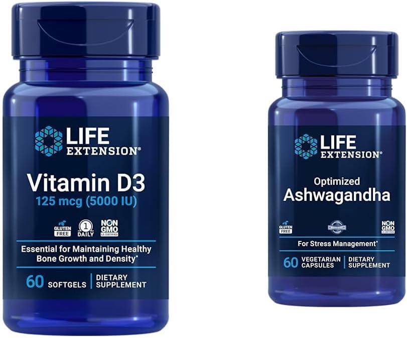 image:imageLife Extension Vitamin D3 125 mcg 5000 IU Bone Health Brain Performance Immune System Support GlutenFree NonGMO Once Daily TwoMonth Supply 60 Softgels60 Count Pack of 1