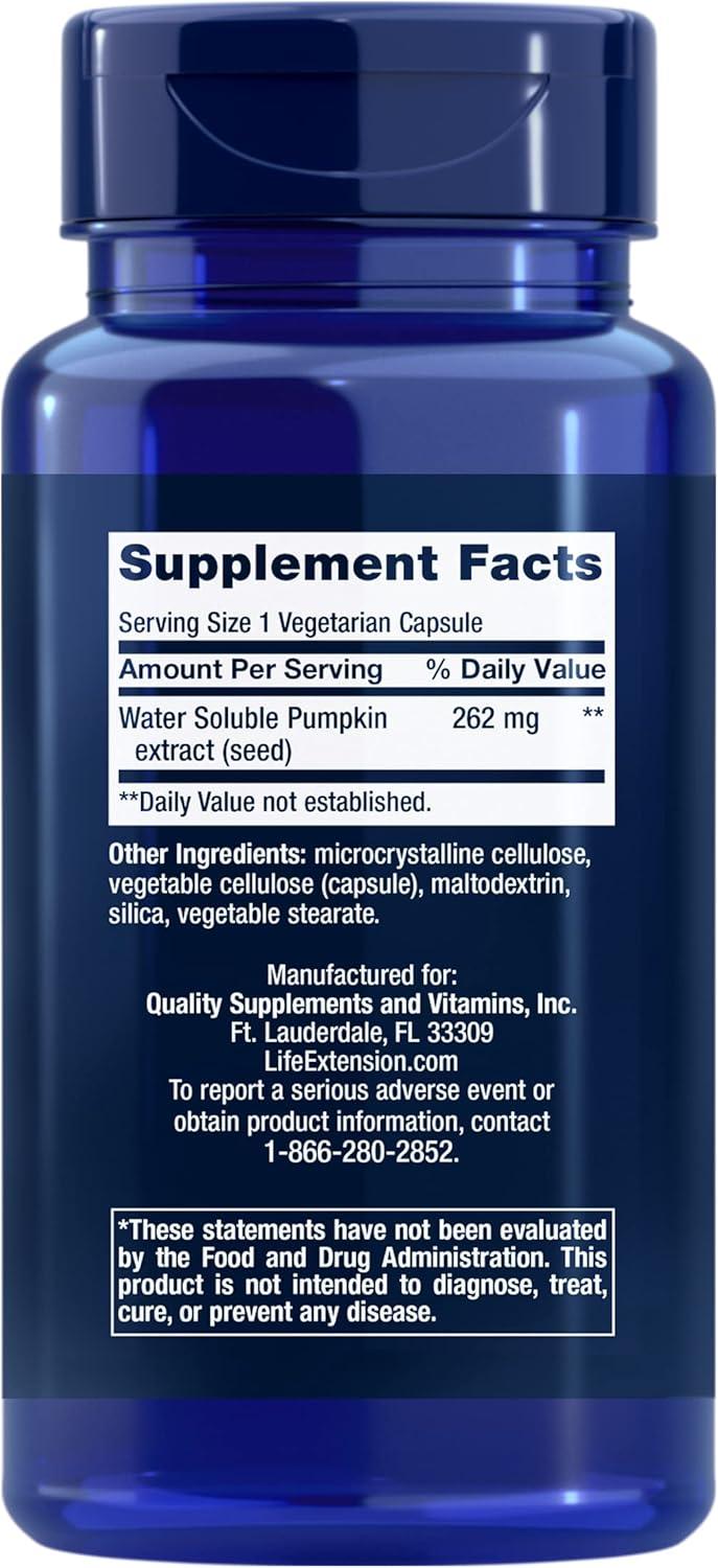 image:imageLife Extension WaterSoluble Pumpkin Seed Extract Promotes Prostate amp Urinary Tract Health Bladder Health Support Men Women GlutenFree NonGMO Vegetarian 60 Capsules60 Count Pack of 1
