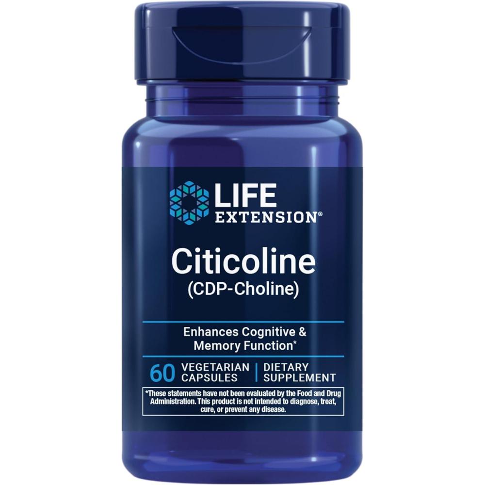 image:imageLife Extension Citicoline CDPCholine Citicoline Supplement for Brain amp Cognitive Health Focus Attention Memory Function NonGMO Gluten Free Vegetarian 60 Capsules