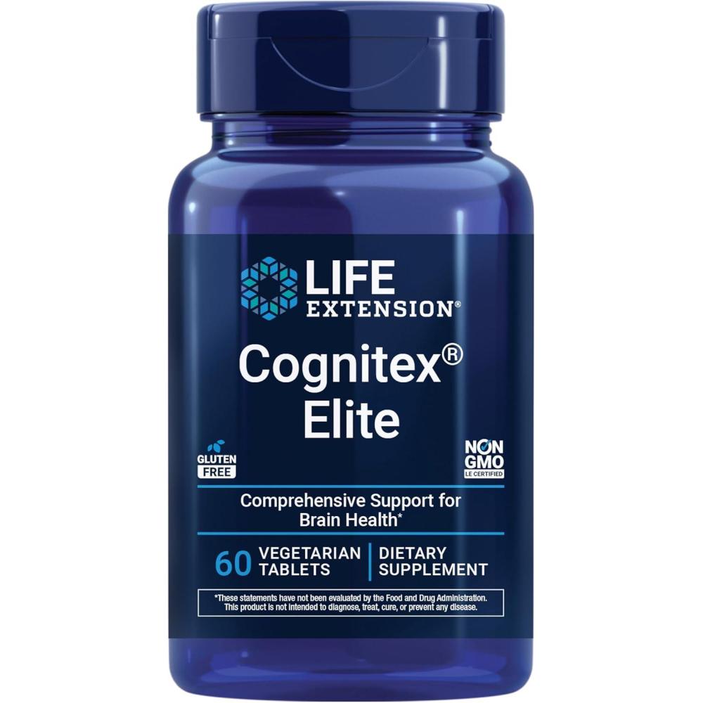 image:imageLife Extension Cognitex Elite sage Blueberry ashwagandha phosphatidylserine vinpocetine Attention Focus Mood amp Memory GlutenFree NonGMO Vegetarian 60 Tablets