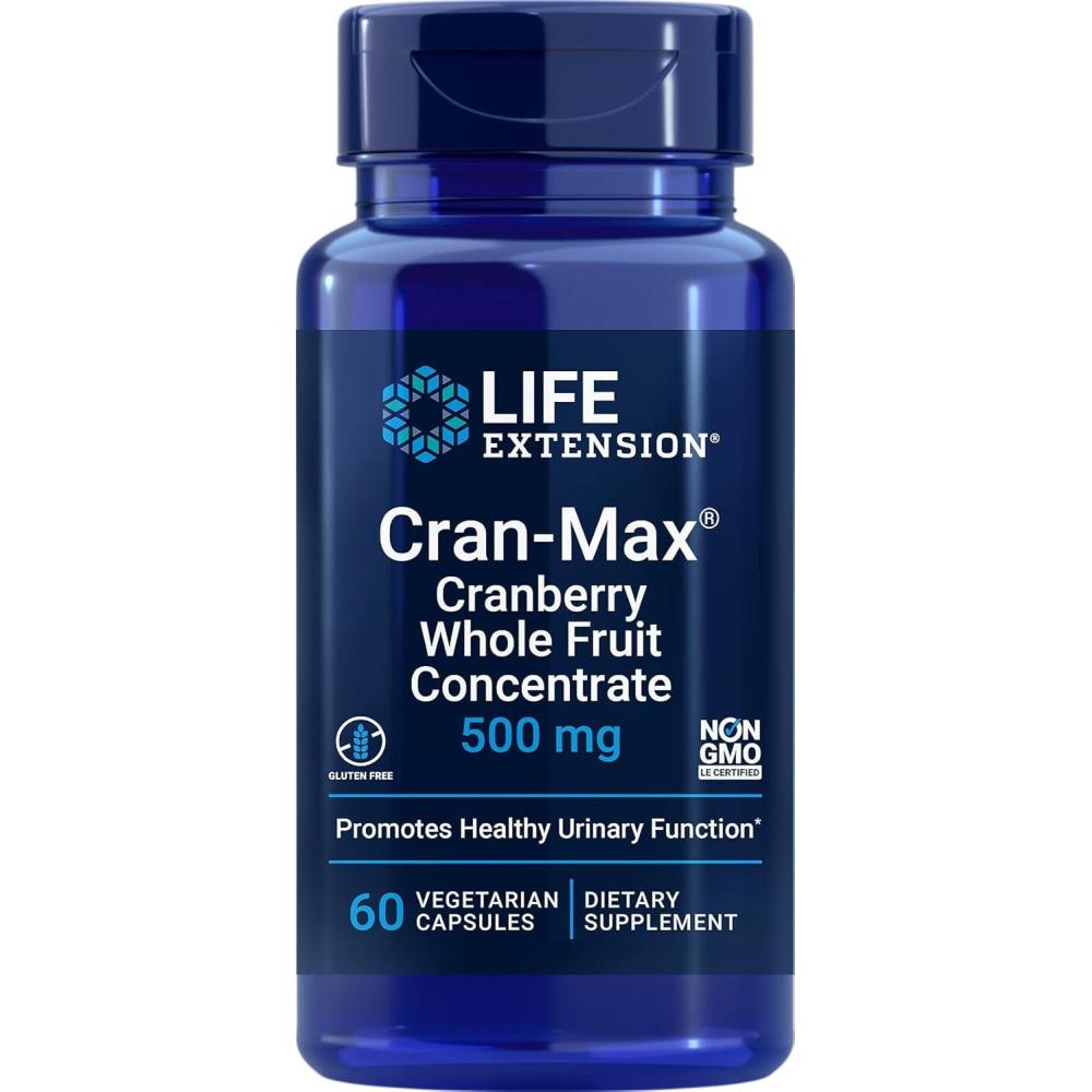 image:imageLife Extension CranMax 500 mg cranberry whole fruit concentrate promotes urinary tract health with powerful antioxidants glutenfree vegetarian nonGMO 60 capsules