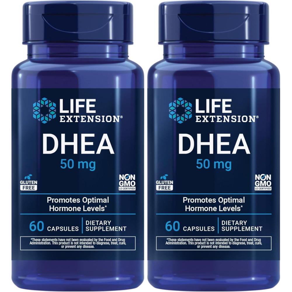 image:imageLife Extension DHEA 50 mg Hormone Balance Supplement Memory Muscle Mass and Bone Density Support Healthy Sex Drive GlutenFree NonGMO 60 Capsules60 Count Pack of 2