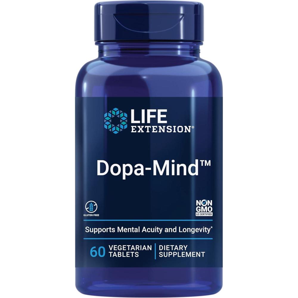 image:imageLife Extension DopaMind Dopamine Support Supplement Supports Cognitive Performance Healthy Dopamine Production GlutenFree NonGMO Vegetarian 60 Tablets