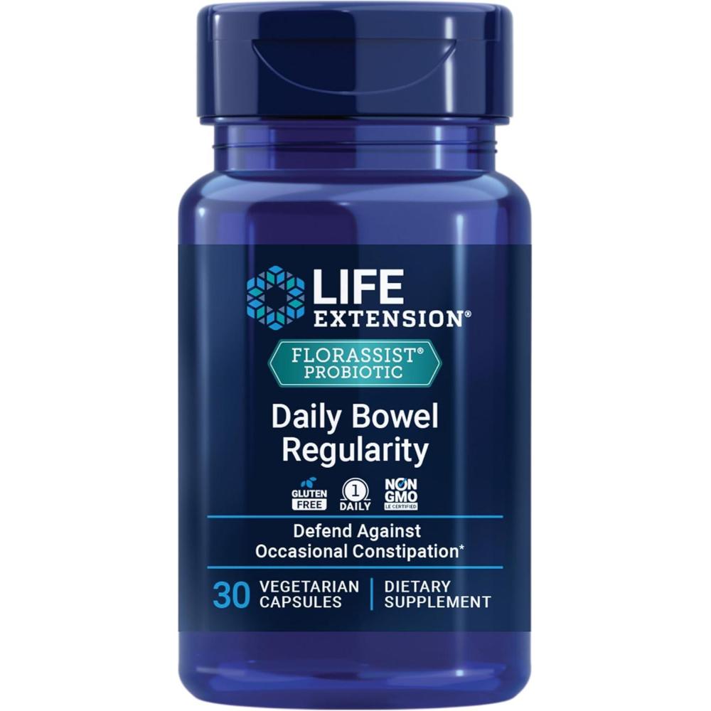 image:imageLife Extension FLORASSIST Daily Bowel Regularity Bifidobacterium lactis HN019 Clinically Studied Probiotic for Occasional Constipation GlutenFree NonGMO 30 Vegetarian Capsules