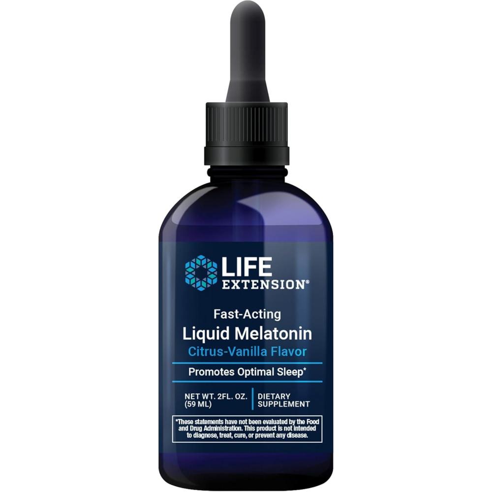 image:imageLife Extension FastActing Liquid Melatonin CitrusVanilla Flavor 3 mg Optimal Sleep Support Healthy circadian Rhythms Cellular Defense GlutenFree NonGMO 2 fl oz